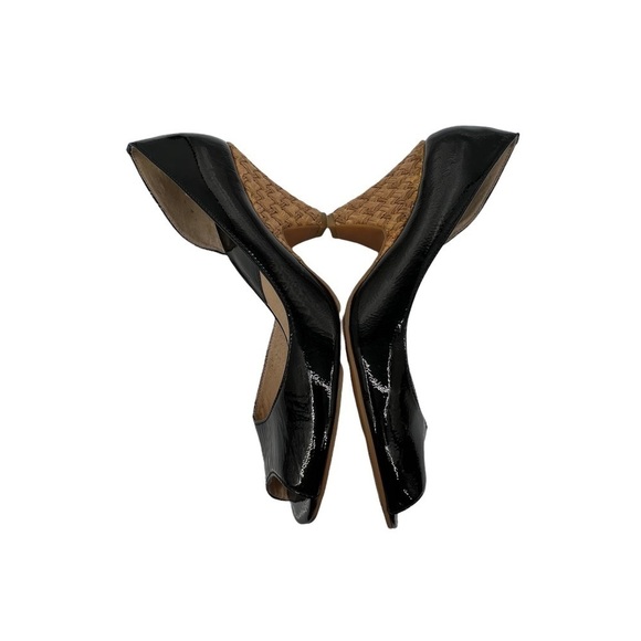 MICHAEL Michael Kors Black Patent Peep Toe Espadrille Wedge Heels Size 10 Womens - Picture 7 of 9